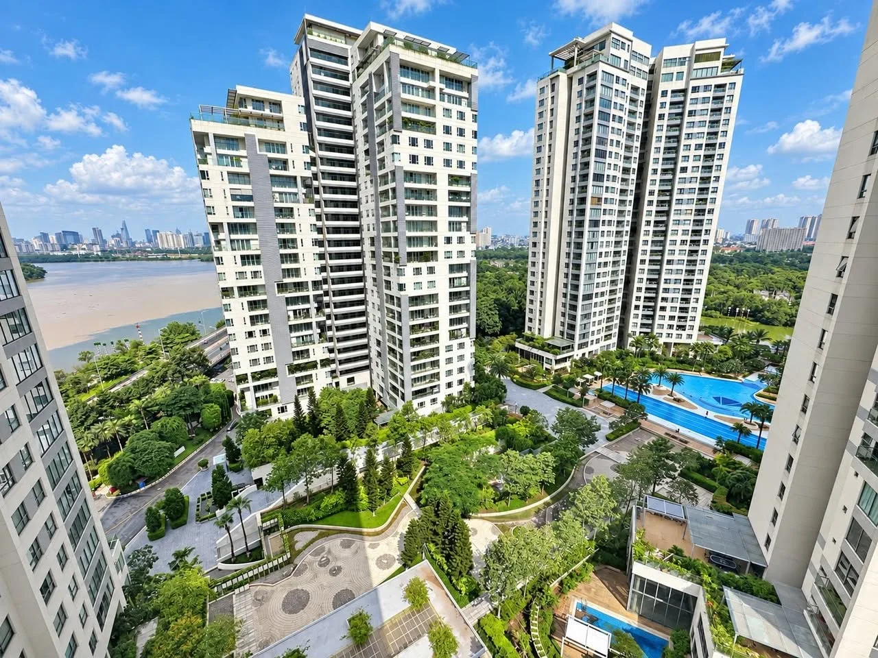 Bright 3BR Diamond Island Apartment with River and Pool Views