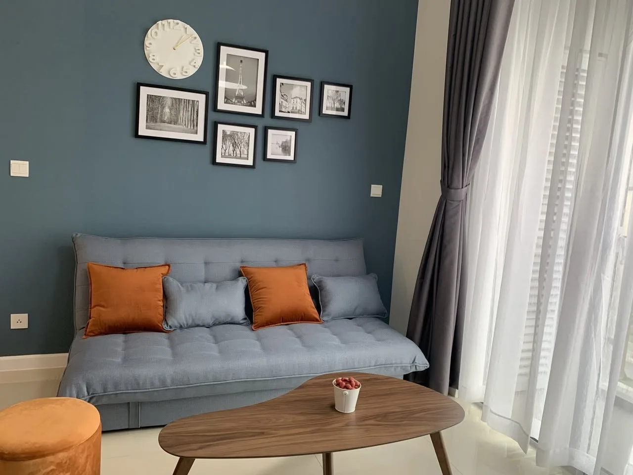 Estella Heights 1BR With Blue Accent Interiors and an Open Kitchen