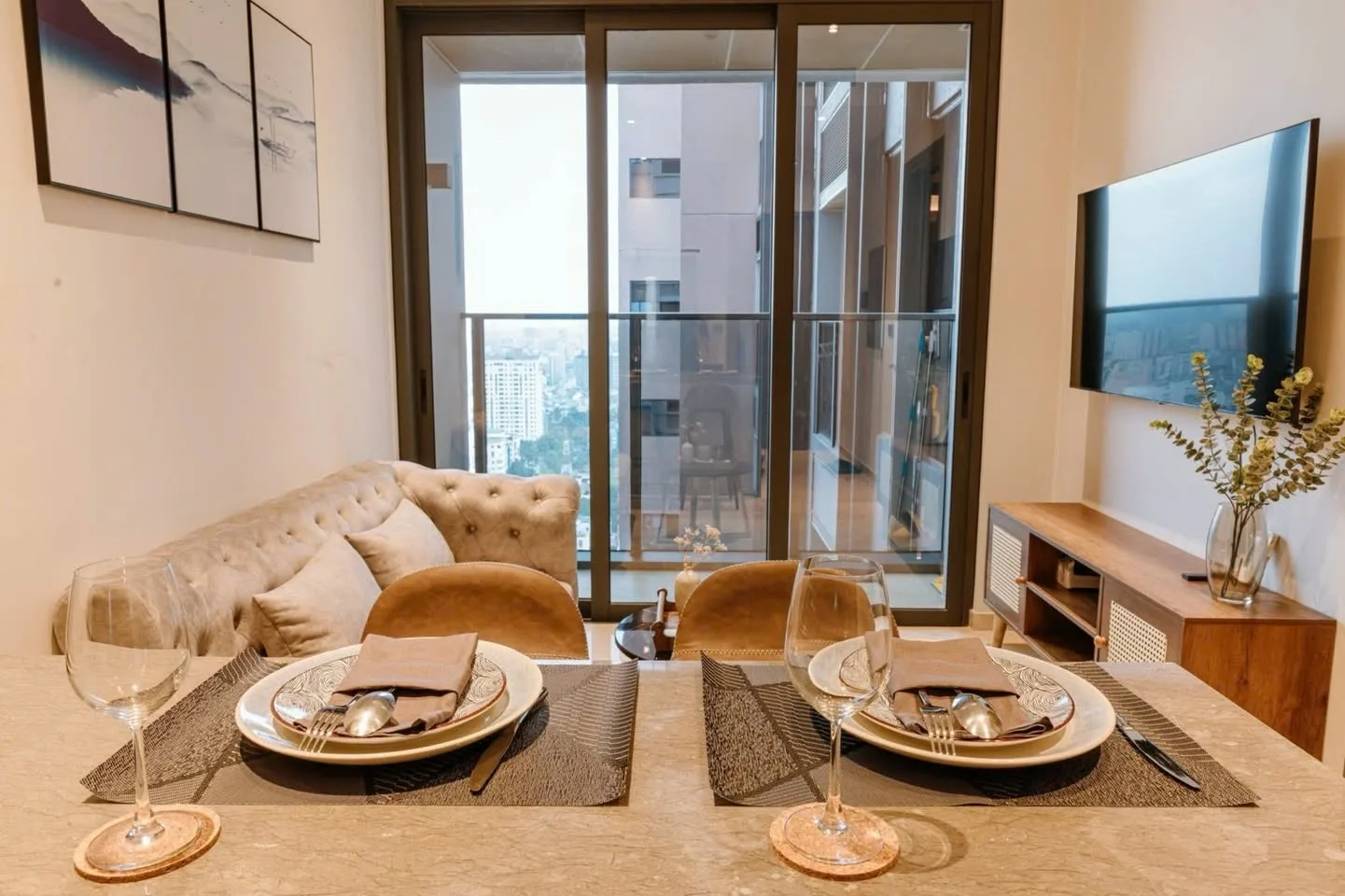 The Marq 1BR With Balcony and Warm Neutral Interiors